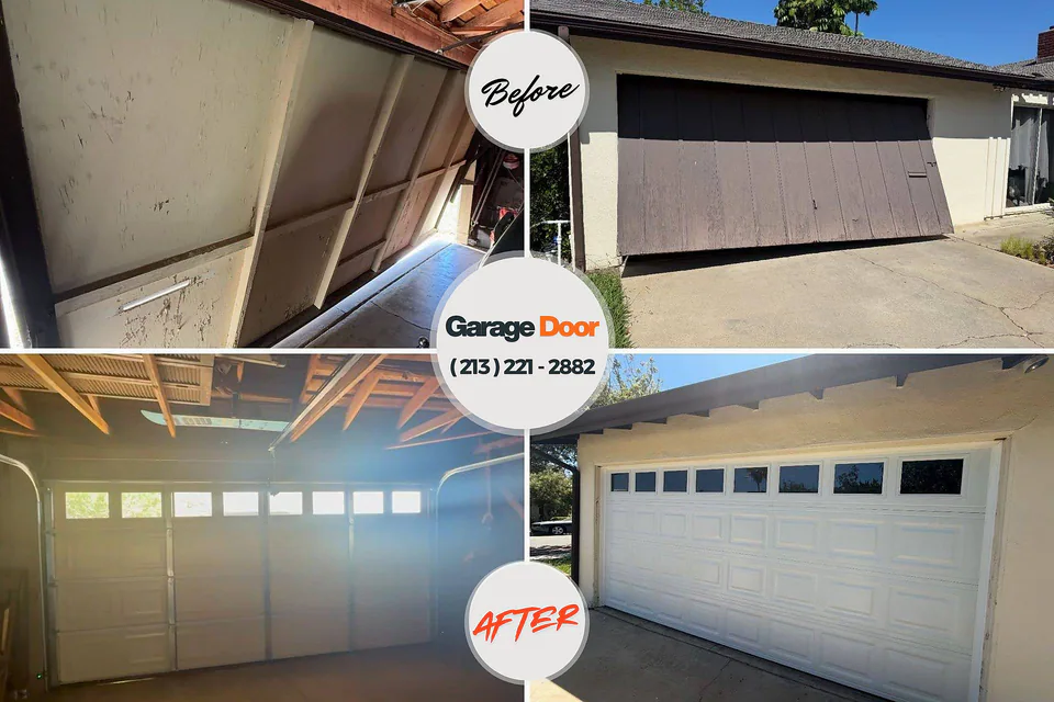 Before and after: garage door repair Granite, OK